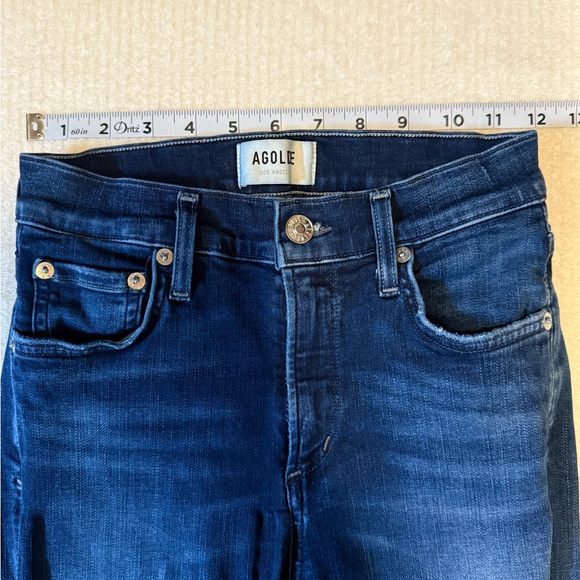 AGOLDE Sophie Skinny Crop Jeans In Claremont Raw Hem Blue Size 25 Made In USA - Picture 14 of 15
